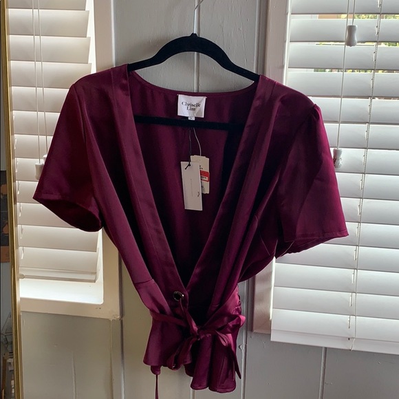 Chriselle Lim Tops - Magenta wrap blouse